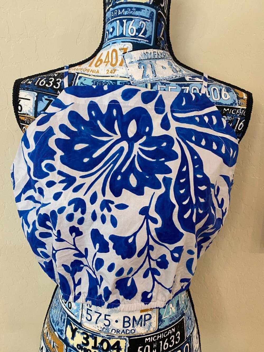Banana Republic Blue/White Floral CropTop, M,w/Spaghetti Straps 100% Cotton NWOT